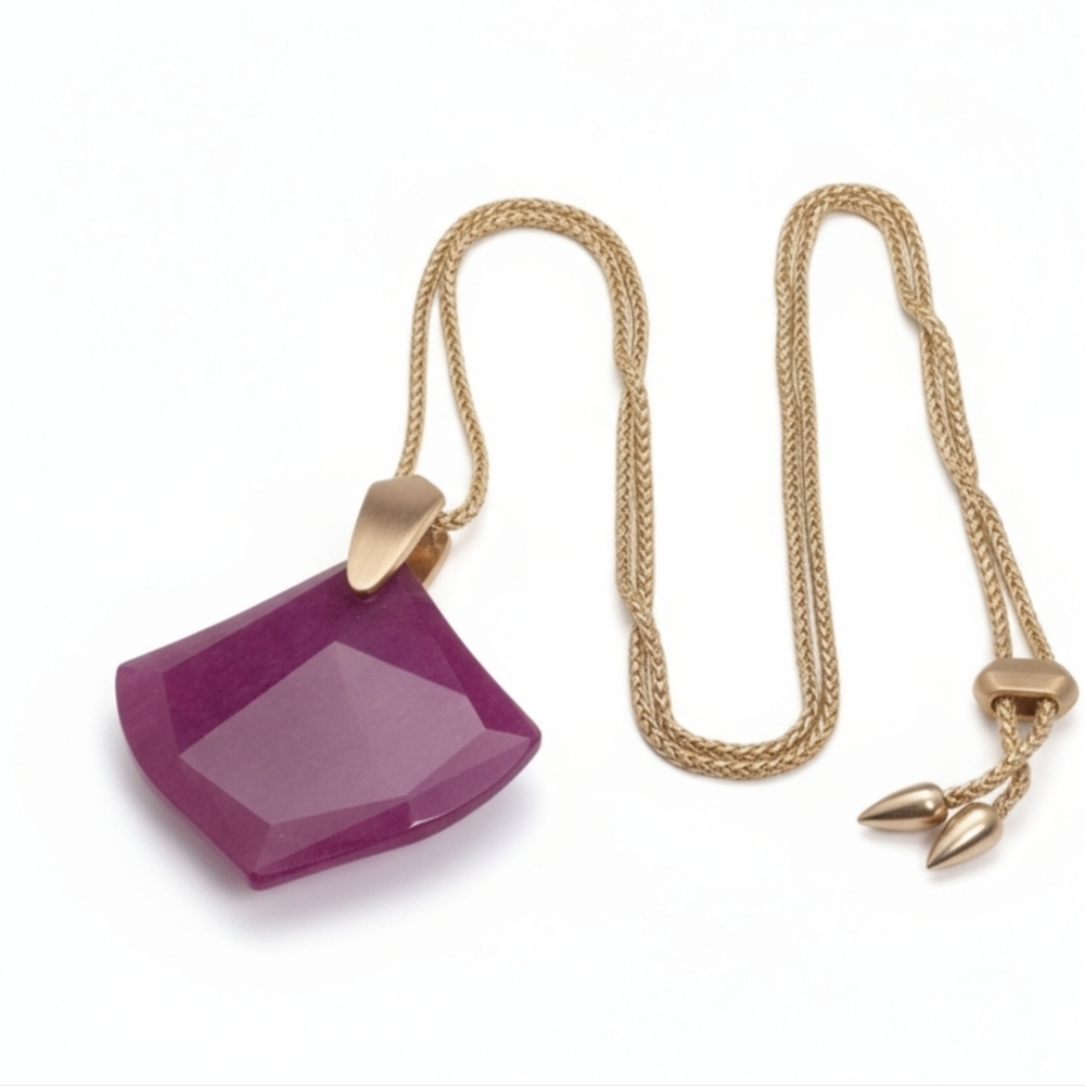 Kendra Scott Aislinn Rose Gold Maroon Jade Pendant Necklace – Adjustable Slider